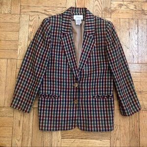 Vintage 80s/90s Plaid Checkered Blazer 8 Petite